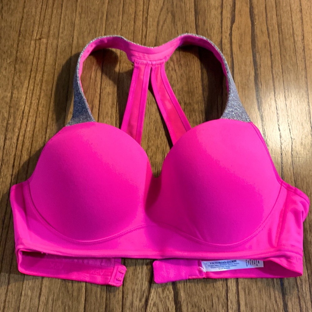 Victoria’s Secret Sports Bra VSX 36C Padded Push Up - Bright Pink